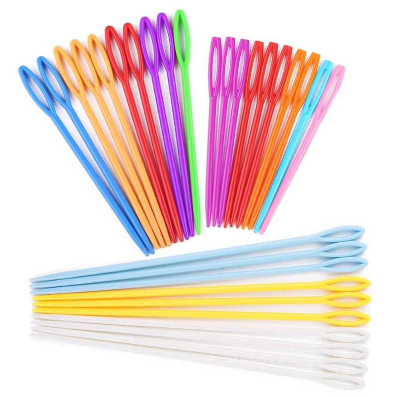 LOKUNN 30 PCS Large Eye Plastic Needles, 2.7Inch/3.5Inch/5.9Inch Plastic Weaving Needles, Yarn Needles, Learning Needles, Safety Lacing Needles for DIY Sewing Handmade Crafts - Image 1